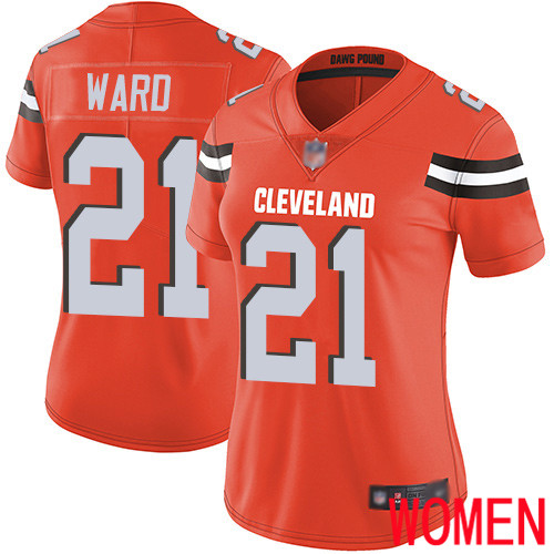 Cleveland Browns Denzel Ward Women Orange Limited Jersey #21 NFL Football Alternate Vapor Untouchable